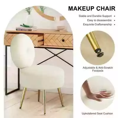 Vanity Stool Chair With Back Cute Small Accent Chair Makeup Chair With Gold • $60.50