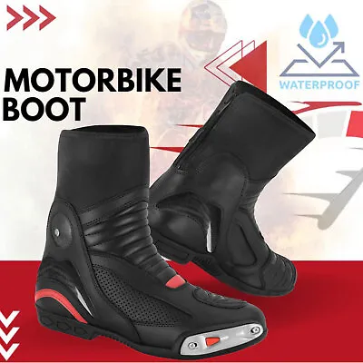 NEW Motorbike Sports Boots Motorcycle CE Armoured Leather Racing Touring Shoes • $49.72