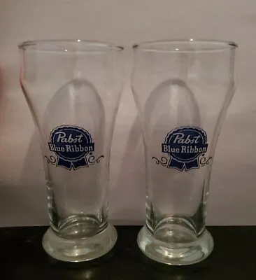 Vintage PABST BLUE RIBBON (SET OF 2) Pilsner Style Beer Glasses • $34.94