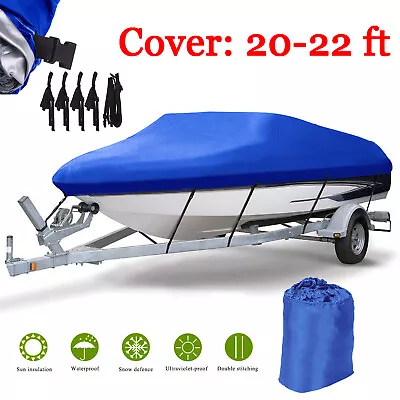 £31.99 • Buy 20-22FT Heavy Duty Boat Cover Waterproof Speedboat 210D V-Hull Fish Ski Marine
