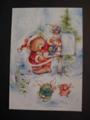 UNUSED Vintage Greeting Card Mary Hamilton CHRISTMAS Santa Bear W/ Full Mailbox • $5.99