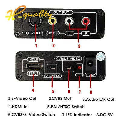 £20.88 • Buy HDMI To Composite/S-Video 3RCA AV CVBS R/L Audio Converter Adapter