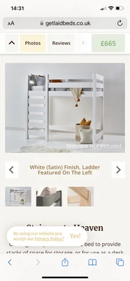 £60 • Buy ‘Get Laid Beds’ Custom 4’ Loft Bed