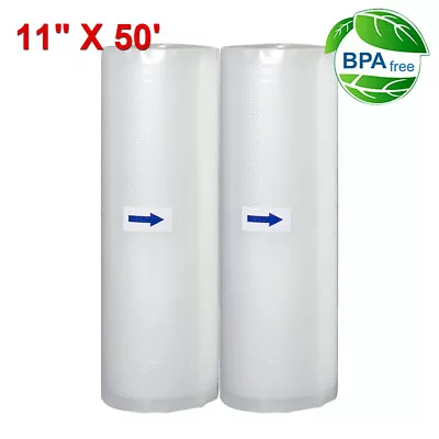 $22.99 • Buy 11  X 50' 2 Rolls Vacuum Sealer Bags 4Mil Embossed Storage Bag For Food Saver