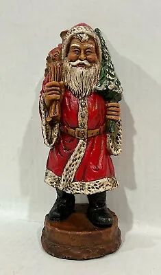 Santa Claus Figurine Old World Carrying Gift Sack Christmas Tree 9” Hand Painted • $39.99