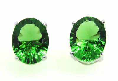 E10709P Mt St Helens Green/Red/Blue/Purple Helenite Silver Oval Studs Earrings  • $32