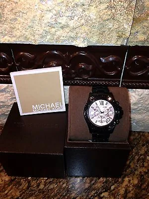 New MICHAEL KORS Everest Black Chronograph Baguette Crystal Glitz Watch MK5872 • $243