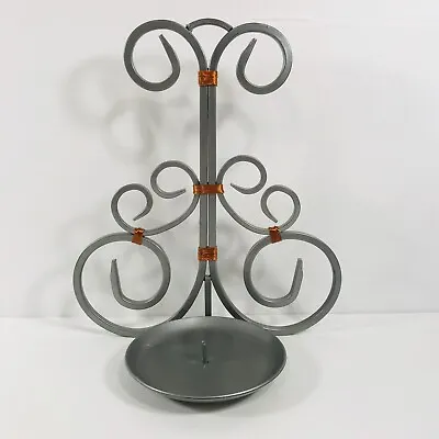 Wall Sconce Hanging Candle Holder Pillar Metal & Copper Ties Silver Gray Color • £37.60