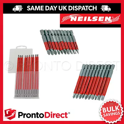 10pc Assorted Power Screwdriver Long Reach Hex BIT SET Non Slip Serrated Tips • £6.89