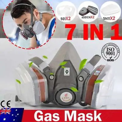 7 IN 1 Gas Mask Full Face Respirator Paint Spray Chemical Facepiece Safety NEW • $12.25