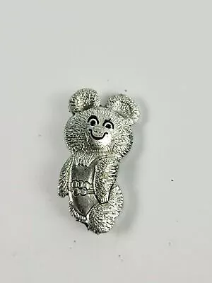 Vintage MISHA BEAR Olympics Olympic Games Silver Color Pin Pinback • $6.87