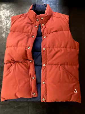 Vtg GERRY Reversible Goose Down Puffer Snap Vest - Sz M - MADE IN USA Blue Red • $39.99