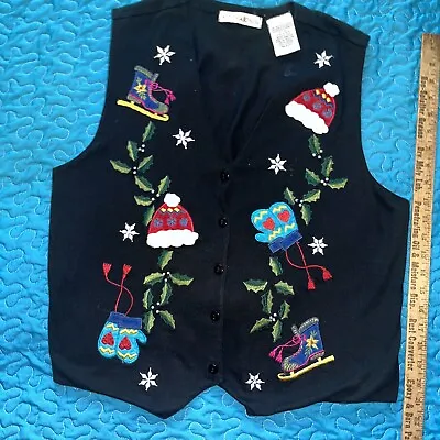 Victoria Jones Woman Christmas Not So Ugly Vintage Y2K Vest  LG Velvet-feel • $17.49