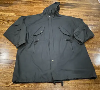 Boxx Jacket Men L Black Hooded 90s Hip Hop Knockout Streetgear Heavy Peace Y2K • $55