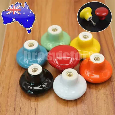 Cabinet Durable Colorful Round Kitchen Cupboard Drawer Door Knobs Pull Handles • $20.55
