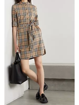 Burberry Vintage Check Tie-waist Shirt Dress Size UK10 • $799
