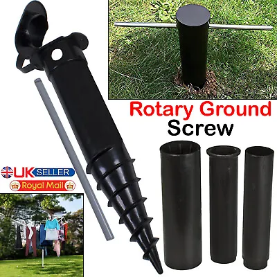 Ground Spike Rotary Screw In Base Clothes Washing Parasol Holder Soil Heavy Duty • £8.25