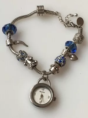 Ladies Henley T0971 Pretty Pendant Charm Wristwatch. Blue Silver. • £7.99