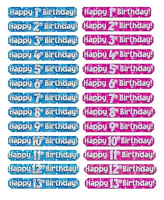 £1.79 • Buy Birthday Banners /  Blue / Pink / Ages 1 2 3 4 5 6 7 8 9 10 11 12 13  (ot)