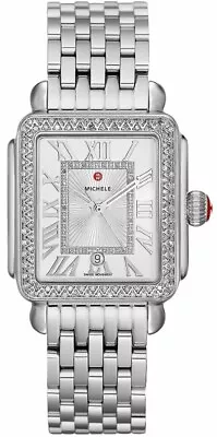 Michele Deco Madison Steel Diamonds With Silver Sunray Diamond Dial MWW06T000163 • $1350