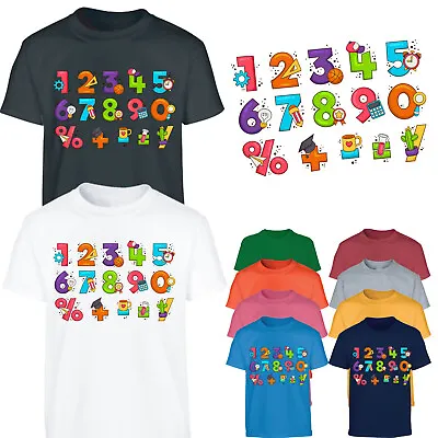 Kids Boys Girls World Book Day Math Day T-Shirt Maths Symbol School Top 2024 • £9.99