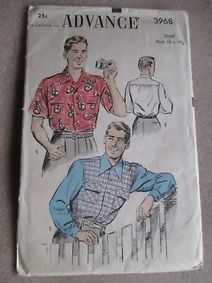 Vintage Advance Sewing Pattern 3968 Mens Shirt  Sz Small • $4