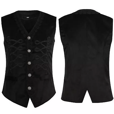 Waistcoat Mens Brocade Tailored Formal Gothic Steampunk Victorian Cosplay • £23.99