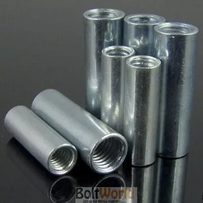 £7.83 • Buy Threaded Rod Bar Stud Round Connector Nut Bright Zinc Long Nuts M5 M6 M8 M10 M12
