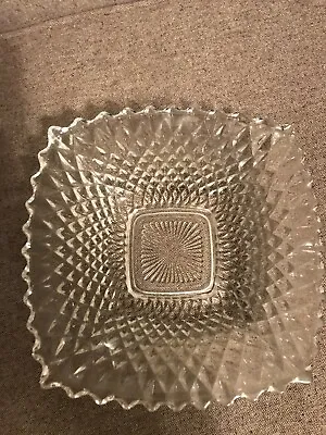 $19.99 • Buy VINTAGE Glass SQUARE 2 1/2 Qt Chip And Dip BOWL DISH