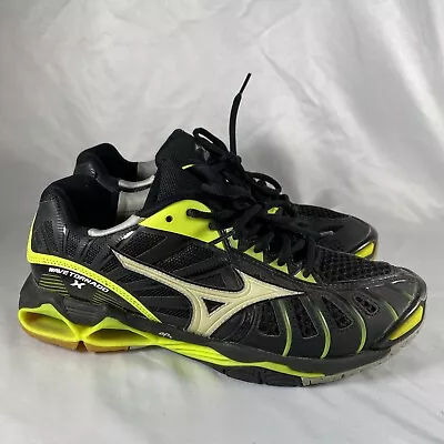 Mizuno Women’s Wave Tornado X Black/Volt Volleyball Shoes - US Size W 9.5 UK 7 • $34.97