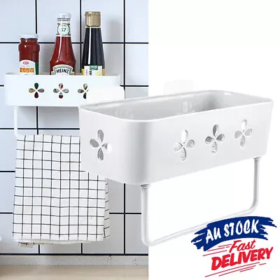 Shower Suction Shelf Bathroom Corner Tidy Wall Storage Basket Kitchen Caddy Rack • $12.59