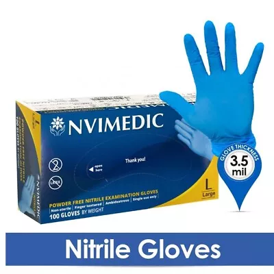 (HIGH QUALITY) Nitrile Examination Gloves Powder & Latex Free | Box Of 100 • £8.45