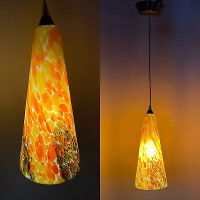 Vtg Murano Millefiori Blown Art Glass Lamp Shade Pendant Orange Yellow 13x6 32  • $149.99