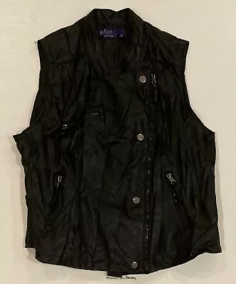 Women's Miley Cyrus Faux Leather Motorcycle Vest XL USED Biker Black • $12.99
