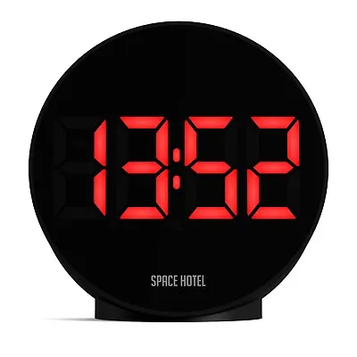 LED Clock Spherotron Round Black And Red Kitchen Office Living Room Space Hotel • £14.99