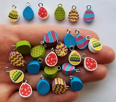 24 X Polymer Clay Charms TINY EASTER EGGS Craft Decoration Pendants Candy Sweets • £3.95