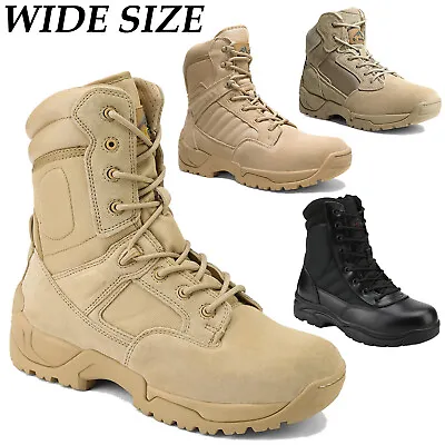 WIDE SIZE US Mens Military Boots Leather Combat Boots Waterproof Tactical Boots • $48.79