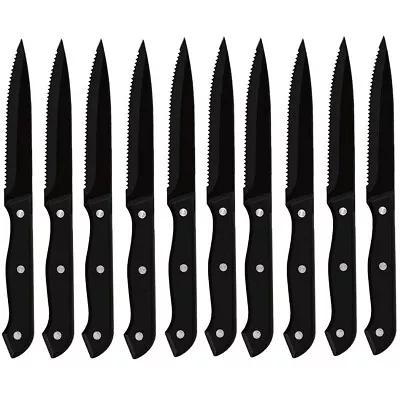 Steak Knives Set Of 10  Stainless Steel Serrated Steak Knife Dishwasher Safe • $24.95