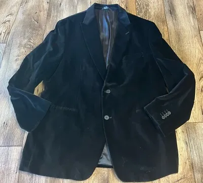 Marc Anthony 46R Velvet Blazer Suit Jacket Black 2 Button Mens • $42.50
