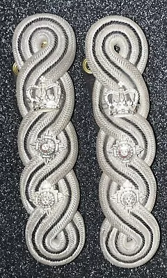 British Army Officer Silver Wire Bullion Epaulette Set Shoulder Rank • $19.99