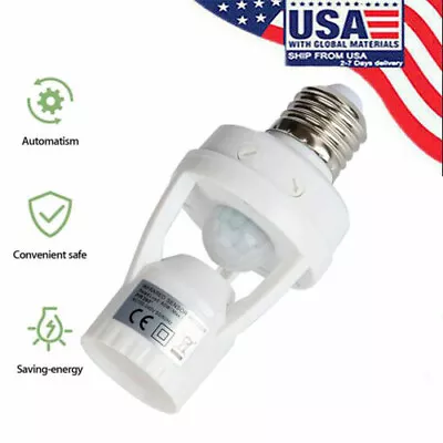 Infrared PIR Motion Sensor E27 LED Light Lamp Bulb Holder Socket Switch 110/220V • $7.89