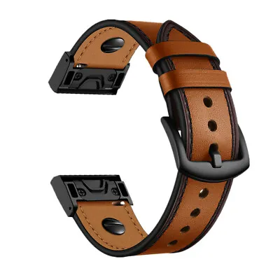 Punk Genuine Leather Watch Strap Band For Garmin Fenix 7 7X 6 6X Pro 5X Epix Pro • $21.59