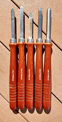 VTG Craftsman High Speed Steel Lathe Wood Turning Chisel Set 5 Piece - USA • $44.95