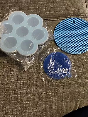 Silicone Egg Bite Mold Instant Pot Accessories Pressure Cooker Hot Mat Blue New • $18.99