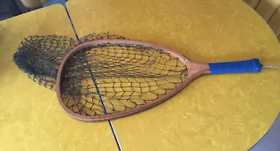 Vintage Fly Fishing Trout Landing Net 15” Teardrop Wood Wrapped Handle • $25