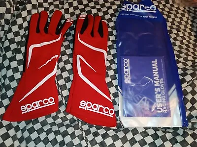 Sparco Racing Rally Race & Kart Gloves LAND + (FIA Approved) Red - Size 8 • $89