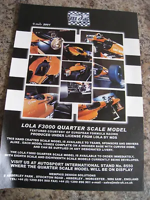 Mds Lola F3000 Quarter Scale Model Car 2001 Advert A4 Size File 24 • $2.51