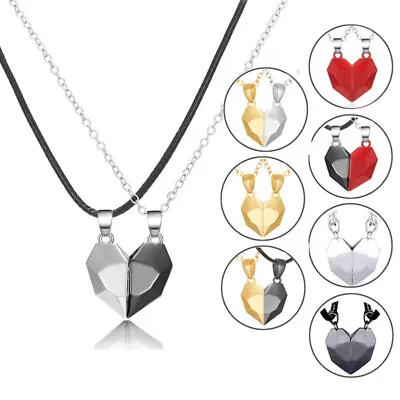 £3.26 • Buy Magnetic Couple Necklace Half Heart Pendant For Lover Friends Gift Jewellery