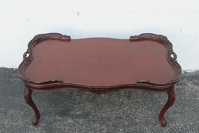 $675 • Buy 1940s Mahogany Hand Carved Coffee Table 2556