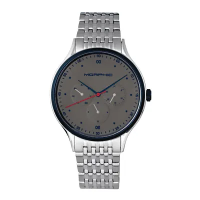 Morphic M65 Series Men's Silver Bracelet Watch W/ Day Date - Grey 6501 • $113.64